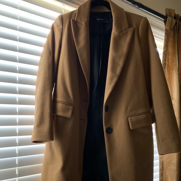ZARA Basic Masculine Wool Coat Camel - Picture 2 of 5